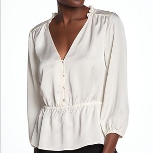 NWT Ivory JCrew V-Neck Button Detail Peplum Top 4